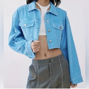 Urban Outfitters BDG Carissa Cropped Blue Corduroy trending Jacket NWT
